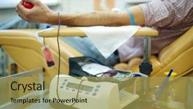  Presentation with blood transfusion - Slides featuring equipment for donating blood background and a yellow colored foreground