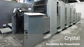  Presentation with equipment - Presentation featuring equipment for printing background and a gray colored foreground