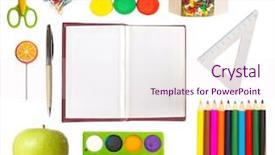  Presentation with equipment - Amazing presentation theme having equipment for school various tools backdrop and a sky blue colored foreground