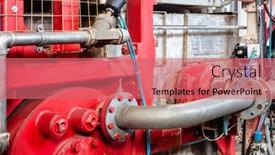  Presentation with factory - Presentation theme having equipment-for-the-production background and a coral colored foreground