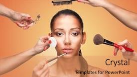  Presentation with beauty and fashion - Colorful slides enhanced with equipment giving a glamour makeover backdrop and a coral colored foreground