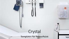  Presentation with equipment - PPT theme having equipment in a doctors office background and a light gray colored foreground