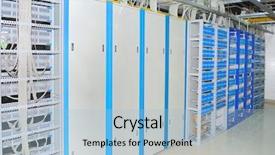  Presentation with data communications - Theme enhanced with equipment in a technology data background and a light blue colored foreground