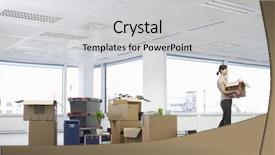  Presentation with cardboard - Slide deck featuring equipment in empty office background and a light gray colored foreground