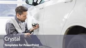  Presentation with repair shop - PPT theme having equipment in repair shop background and a gray colored foreground