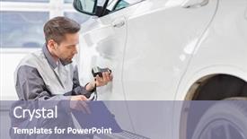  Presentation with repair shop - Presentation theme enhanced with equipment in repair shop background and a  colored foreground