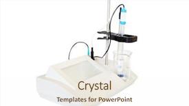  Presentation with chemical reaction - Slide set consisting of equipment of a chemical laboratory background and a cream colored foreground
