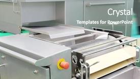  Presentation with factory - Amazing PPT theme having equipment-of-a-food-factory backdrop and a gray colored foreground