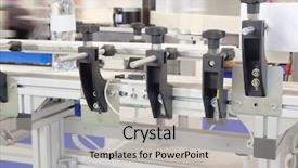  Presentation with equipment - Colorful presentation design enhanced with equipment-of-a-food-factory backdrop and a light gray colored foreground