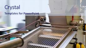  Presentation with factory - Amazing slide set having equipment-of-a-food-factory backdrop and a sky blue colored foreground