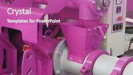  Presentation with factory - Presentation design consisting of equipment-of-a-food-factory background and a coral colored foreground