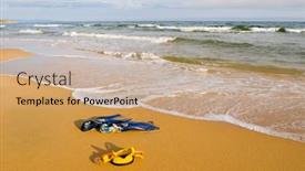  Presentation with equipment - Audience pleasing presentation design consisting of equipment-of-the-diver backdrop and a coral colored foreground