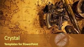  Presentation with old map - PPT layouts featuring equipment on old world map background and a tawny brown colored foreground