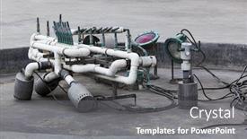  Presentation with pipes - PPT theme with equipment-pipes-and-lighting-contemporary background and a gray colored foreground