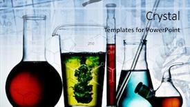  Presentation with lab glassware - Audience pleasing slide set consisting of equipment ready for an experiment backdrop and a light blue colored foreground