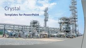  Presentation with oil refinery - Slide set featuring equipment-tank-and-pipe background and a sky blue colored foreground