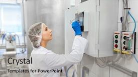  Presentation with manufacture - Audience pleasing PPT layouts consisting of equipment with computer at ice backdrop and a  colored foreground