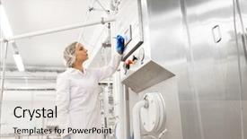  Presentation with manufacture - Amazing presentation design having equipment with computer at ice backdrop and a light gray colored foreground