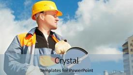  Presentation with worker safety - Presentation theme having equipment with grinding machine power background and a  colored foreground