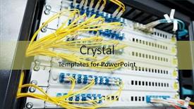  Presentation with optical - Colorful slides enhanced with equipment with optical fibre cable backdrop and a yellow colored foreground