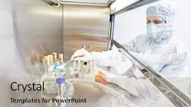  Presentation with material science - Amazing PPT layouts having equipment working at microbiology laboratory backdrop and a mint green colored foreground