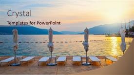  Presentation with sea and beach - PPT layouts featuring equipped-sea-beach-with-folded background and a lemonade colored foreground