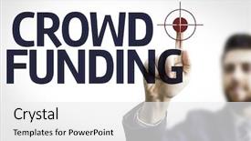  Presentation with crowdfunding - Slides consisting of equity - business man pointing to transparent background and a white colored foreground