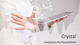  Presentation with equity - Colorful PPT layouts enhanced with equity - female hand working with graph backdrop and a white colored foreground