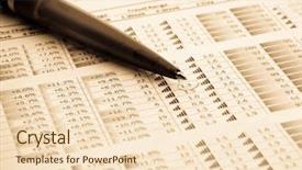  Presentation with pen - Cool new presentation theme with equity - financial figures and pen backdrop and a lemonade colored foreground