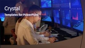  Presentation with trader - Audience pleasing PPT theme consisting of equity - male stock trader working backdrop and a navy blue colored foreground