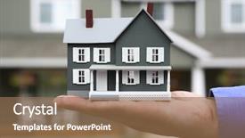  Presentation with equity - Slide deck enhanced with equity - miniature house in man's hand background and a coral colored foreground