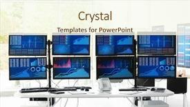  Presentation with trader - Presentation theme featuring equity - modern stock trader's workplace background and a cream colored foreground