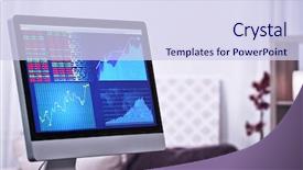  Presentation with data - Slide set enhanced with equity - monitor with stock data background and a sky blue colored foreground