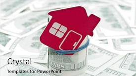  Presentation with dollar sign - Presentation featuring equity - red home sign on hundred background and a sky blue colored foreground