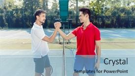  Presentation with professional tennis player athlete man - Cool new PPT layouts with equity - side view of two professional backdrop and a light blue colored foreground