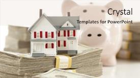 Presentation with piggy bank is evil - Beautiful theme featuring equity - small house and piggy bank backdrop and a lemonade colored foreground