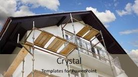  Presentation with building - Audience pleasing presentation theme consisting of equity debt - building your home backdrop and a  colored foreground