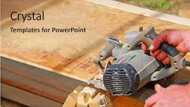  Presentation with equity - Audience pleasing slide deck consisting of equity debt - construction worker sawing wood backdrop and a  colored foreground