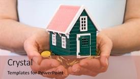  Presentation with equity - Colorful presentation design enhanced with equity debt - house on a pile backdrop and a red colored foreground