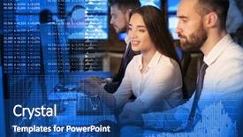  Presentation with exchange rates - Colorful presentation design enhanced with equity stocks - double exposure of charts backdrop and a ocean colored foreground