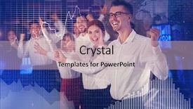  Presentation with stock exchange - Presentation theme with equity stocks - excited stock exchange traders celebrating background and a soft green colored foreground