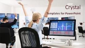  Presentation with trader - Slides with equity stocks - female stock trader working background and a lemonade colored foreground