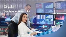  Presentation with stock exchange - Amazing PPT theme having equity stocks - stock exchange brokers working backdrop and a gray colored foreground