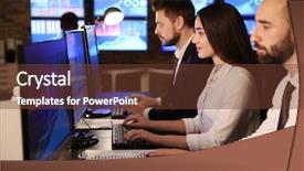  Presentation with office - PPT layouts consisting of equity stocks - stock traders working in office background and a tawny brown colored foreground