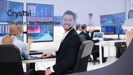  Presentation with working - PPT theme having equity stocks - stock traders working in office background and a light blue colored foreground