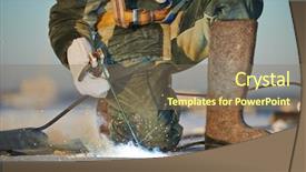  Presentation with welding safety - Audience pleasing PPT theme consisting of equpament safety - welder working with electrode backdrop and a violet colored foreground