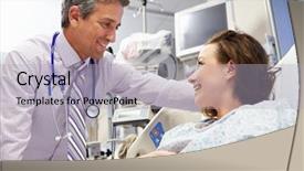  Presentation with emergency room - Cool new PPT theme with er - female patient talking to male backdrop and a light gray colored foreground