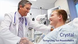  Presentation with emergency room - PPT theme enhanced with er - young male patient talking background and a sky blue colored foreground