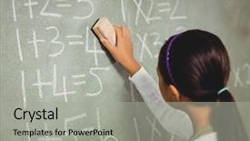  Presentation with blackboard in an abandoned school - Slides featuring eraser - girl using a sponge background and a light gray colored foreground