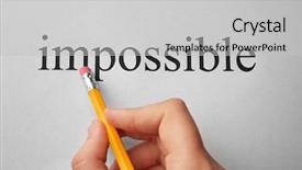  Presentation with paper - Colorful PPT layouts enhanced with eraser - hand erasing word impossible backdrop and a light gray colored foreground